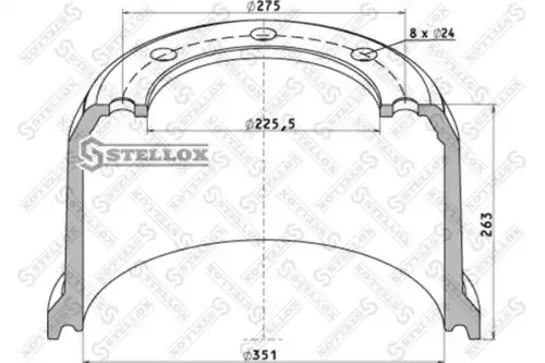 85-00133-SX торм.барабан !351x200/219 H=263 d=225.5/275 n8x24 \ROR