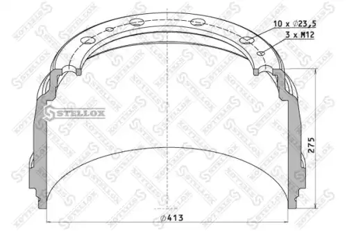 85-00028-SX торм. барабан !413x203/213 H=275 d=295/335 n10x23.5 \Scania