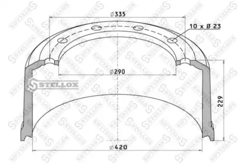 85-00039-SX торм.барабан !420.2x180/191 H=226 d=290/335 n10x23 под шпильку \BPW HZ/S 9010 ECO