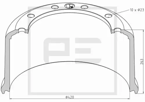 торм.барабан !420x200/210 H=263 d=290/335 n10x23 \BPW HZ/S 12010