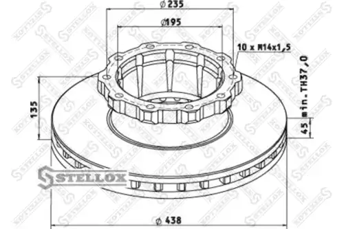 Тормозной диск STELLOX 85-00729-SX вентилируемый передний мост