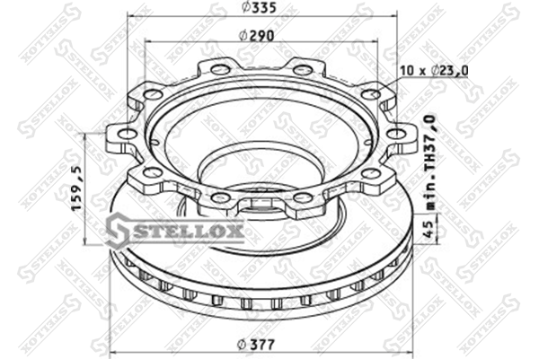 Тормозной диск STELLOX 85-00805-SX вентилируемый