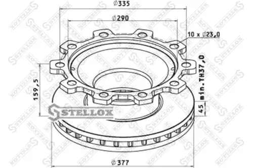 Тормозной диск STELLOX 85-00808-SX вентилируемый передний мост