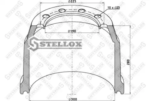 85-00192-SX барабан тормозной !300x200 H=280 d=225x190 n10x23\SAF