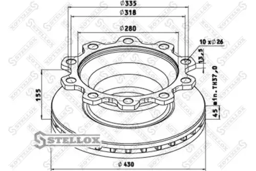 Тормозной диск STELLOX 85-00705-SX вентилируемый передний мост