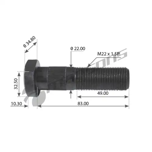 шпилька ступицы колеса! M22x1.5x94/84/48\ SAF RSM/SKRS/RLSM/SKRLS