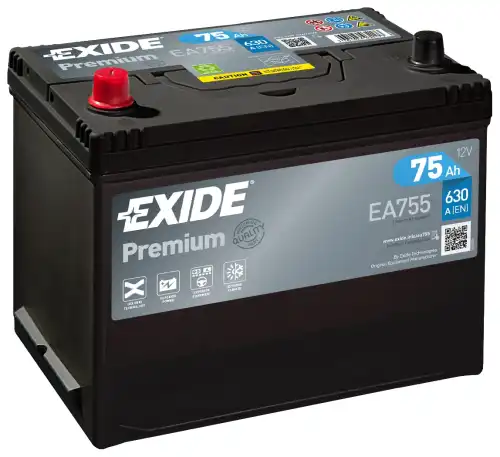 Аккумулятор EXIDE EA755 75 Ач 630 А 270x173x222 мм 1 (+-) прямая