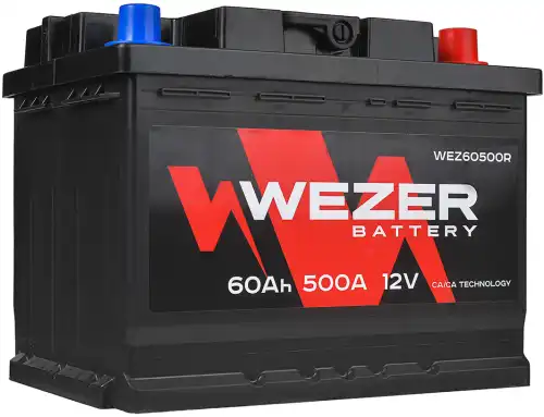 Аккумулятор WEZER WEZ60500R 60 Ач 500 А 242x175x190 мм 0 (-+) обратная