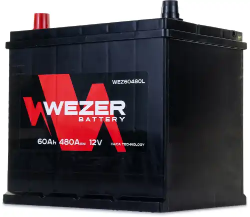 Аккумулятор WEZER WEZ60480L 60 Ач 480 А 230x179x225 мм 1 (+-) прямая