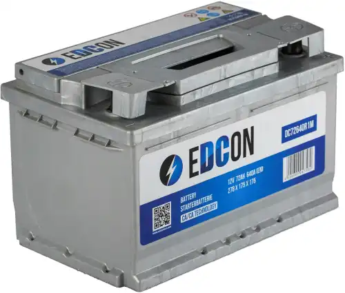 Аккумулятор EDCON DC72640R1M 72 Ач 640 А 278x175x175 мм 0 (-+) обратная