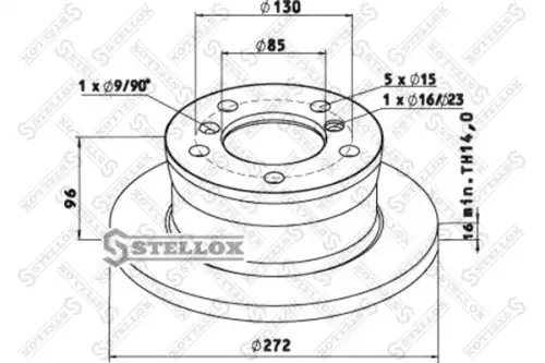 Тормозной диск STELLOX 85-00763-SX невентилируемый задний мост