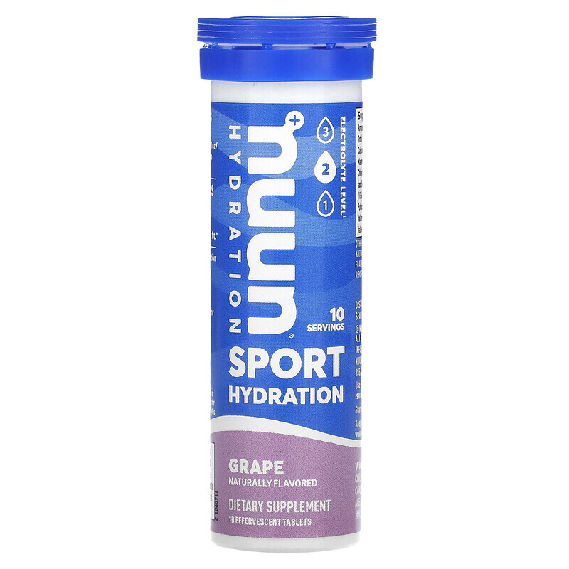 Товары из аптечки  Well Be Nuun, Hydration, Sport, добавка с шипучими электролитами, виноград, 10 таблеток