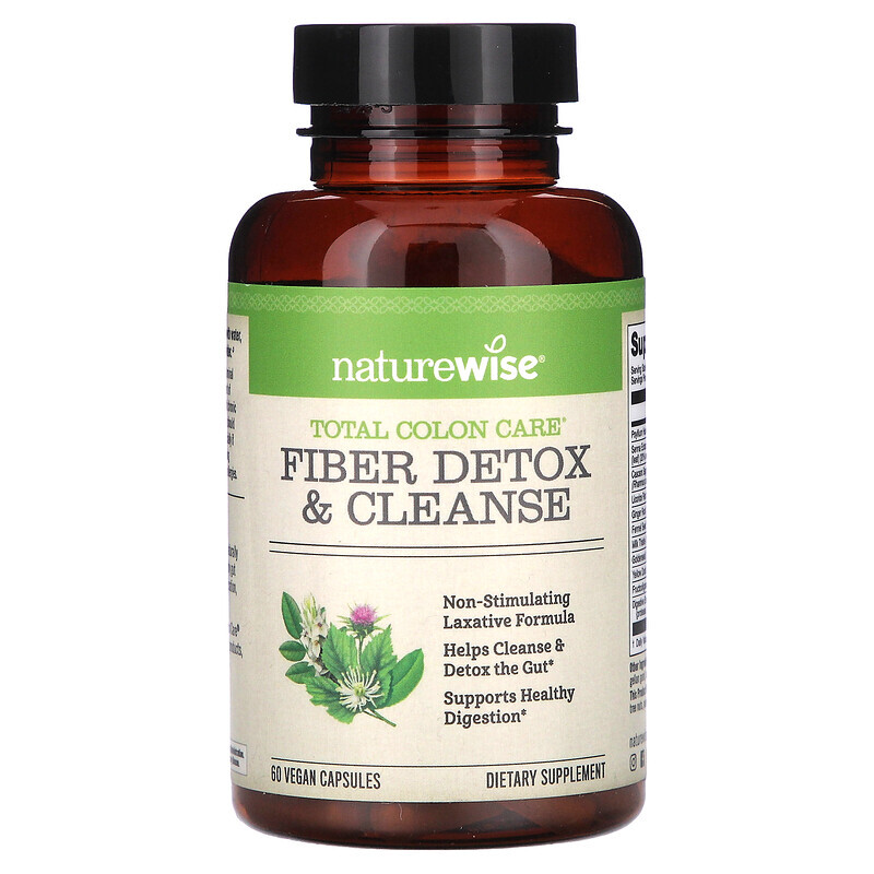 Биодобавки с клетчаткой NatureWise, Fiber Detox & Cleanse, 60 вегетарианских капсул