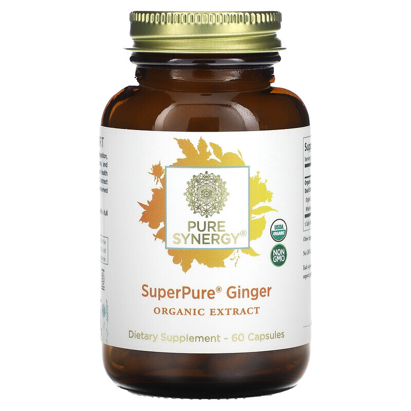 Pure Synergy, SuperPure, имбирь, органический экстракт, 60 капсул