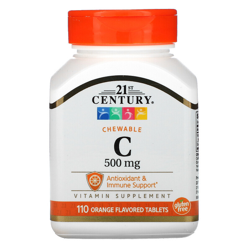 21st Century, Chewable C, Orange Flavor, 500 mg, 110 Tablets