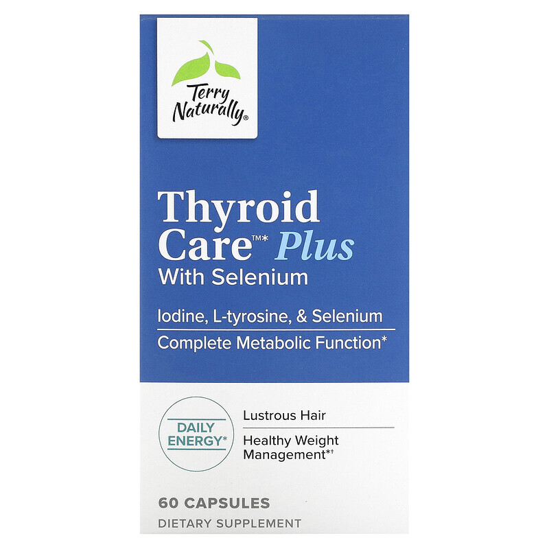 Йод Terry Naturally, Thyroid Care Plus, забота о щитовидной железе, 60 капсул