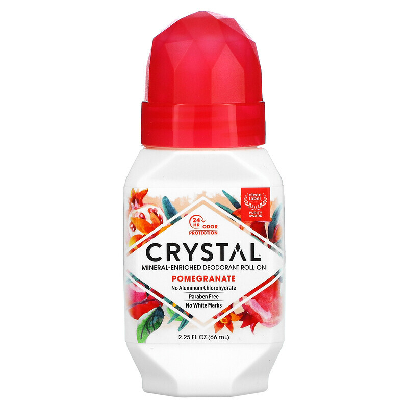   Well Be Crystal Body Deodorant, Натуральный шариковый дезодорант с гранатом, 2,25 жидкой унции (66 мл)