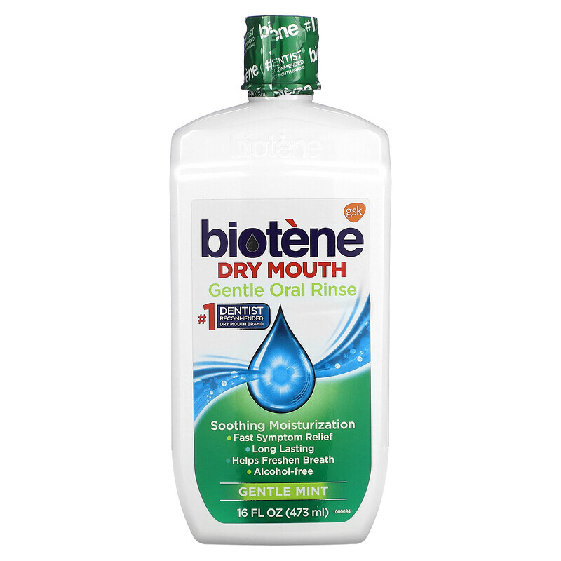 Biotene Dental Products, Dry Mouth, деликатный ополаскиватель для полости рта, «Нежная мята», 473 мл