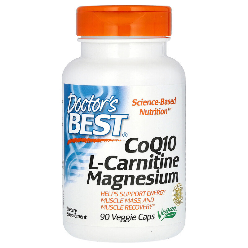 Коэнзим Q10 (CoQ10)  Well Be Doctor's Best, CoQ10 L-Carnitine Magnesium, 90 Veggie Caps