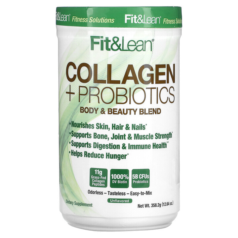 Fit & Lean, Collagen + Probiotics, Unflavored, 12.64 oz (358.2 g)