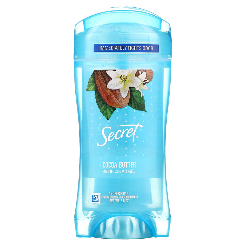 Secret, 48 Hour Clear Gel Deodorant, Cocoa Butter, 2.6 oz