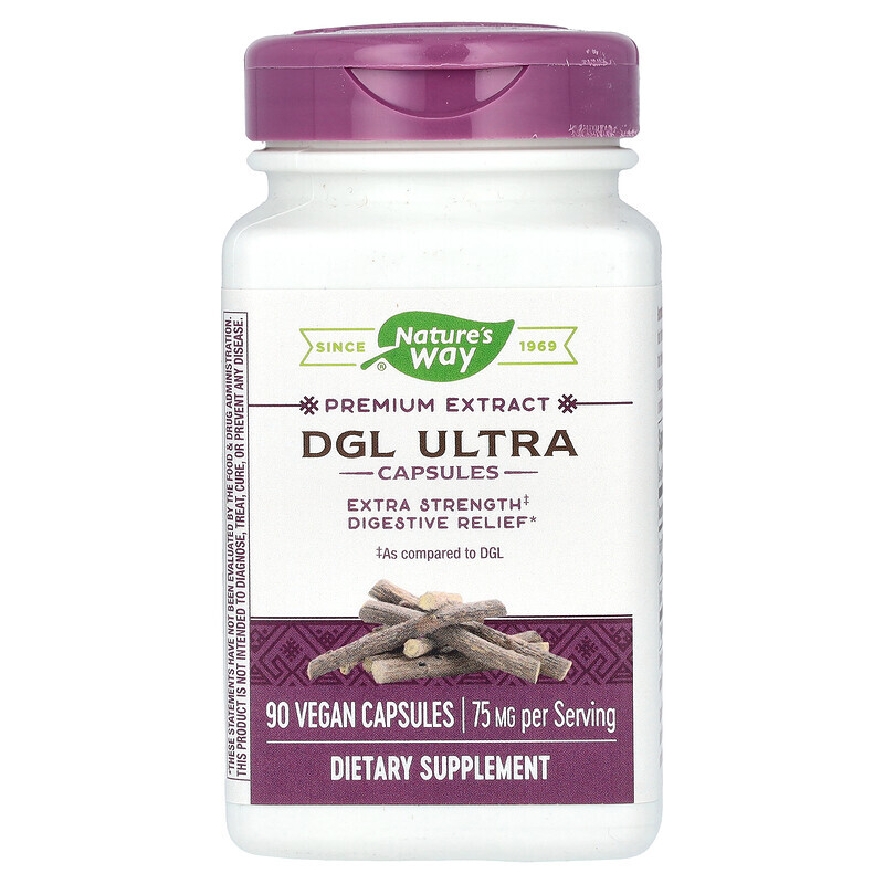 Nature's Way, DGL Ultra, глицирризинат солодки, 75 мг, 90 веганских капсул