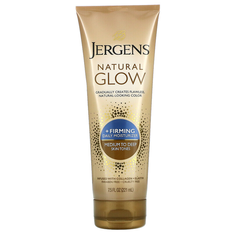 Jergens, Natural Glow, укрепляющее увлажняющее средство для ежедневного ухода, тон: от среднего до темного, 221 мл (7.5 жидк. унций)