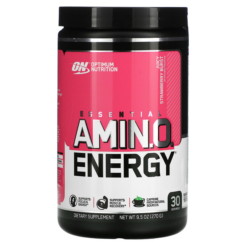 Optimum Nutrition, ESSENTIAL AMIN.O. ENERGY, сочная клубника, 270 г (9,5 унции)