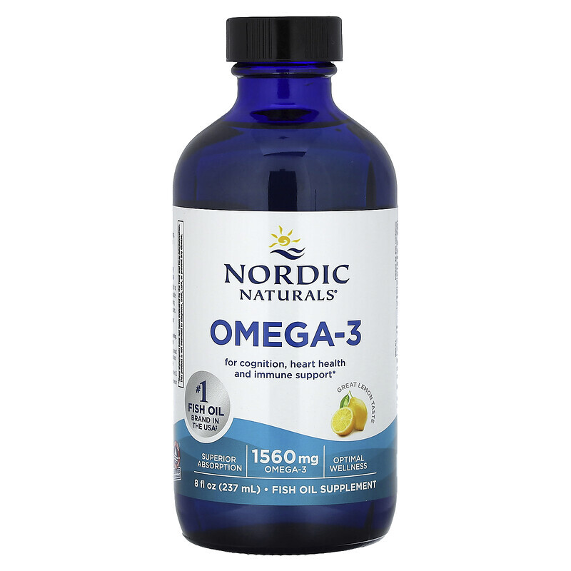 Рыбий жир омега-3 Nordic Naturals, омега-3, лимон, 237 мл (8 жидк. унций)