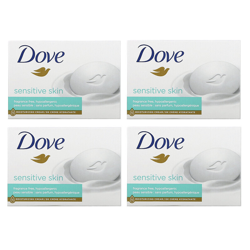  Dove, Косметическое мыло для чувствительной кожи, без отдушек, 4 шт. по 106 г (3,75 унции)