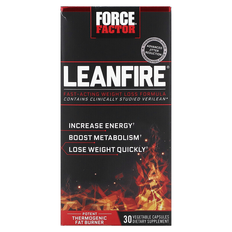 Force Factor, LeanFire, формула для быстрого снижения веса, 30 растительных капсул