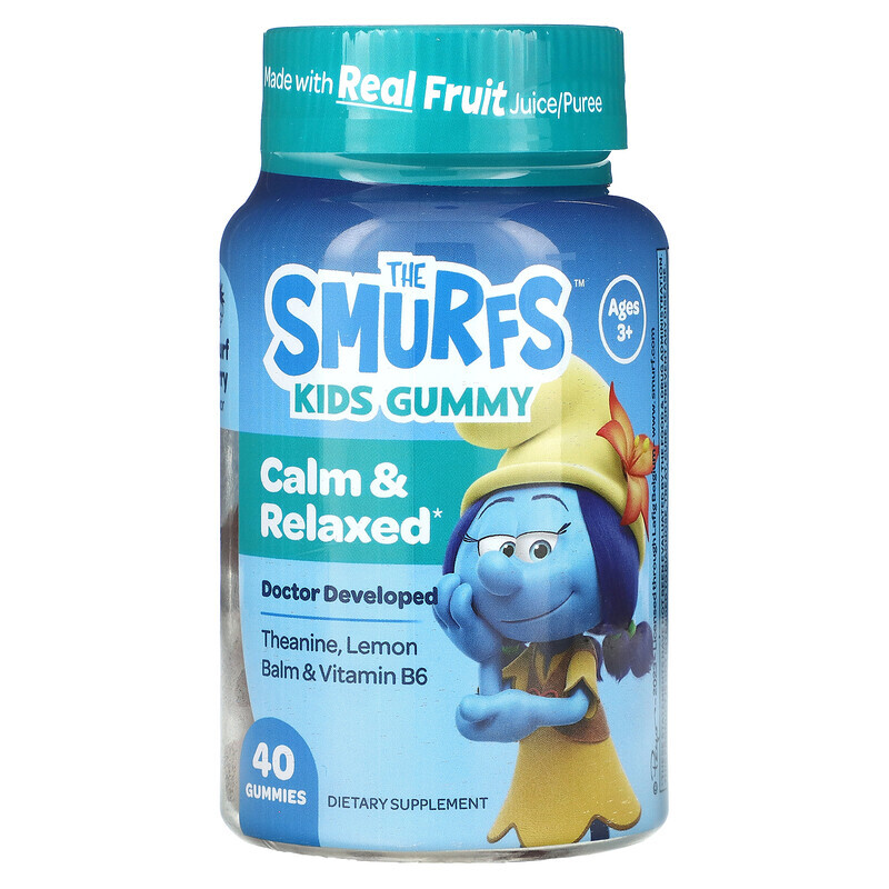 The Smurfs, Kids Gummy, Calm & Relaxed, Smurf Berry, для детей от 3 лет, 40 жевательных таблеток