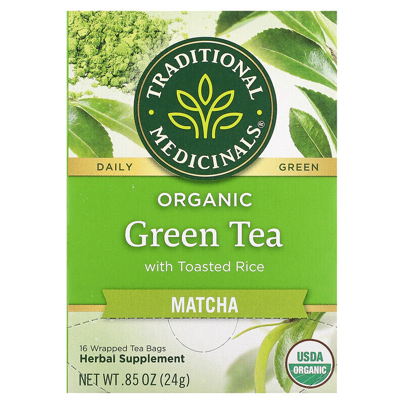 Traditional Medicinals, Organic Green Tea with Toasted Rice, Matcha, 16 Wrapped Tea Bags, 0.5 oz (1.5 g) Each