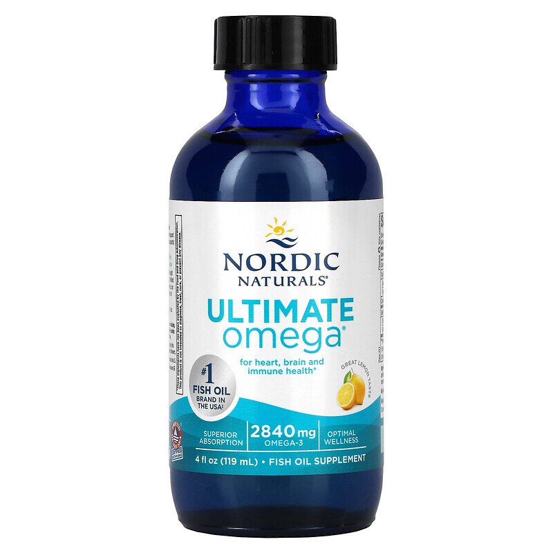 Рыбий жир омега-3  Well Be Nordic Naturals, Ultimate Omega, со вкусом лимона, 2840 мг, 119 мл (4 жидк. унции)