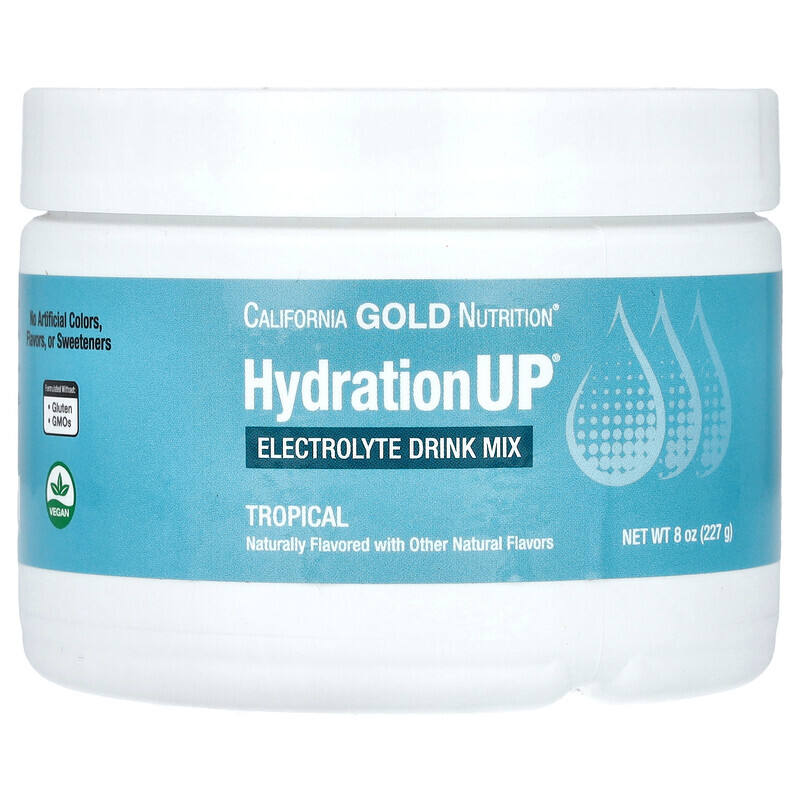 California Gold Nutrition, HydrationUP, смесь для приготовления напитка с электролитами, тропические фрукты, 227 г (8 унций)