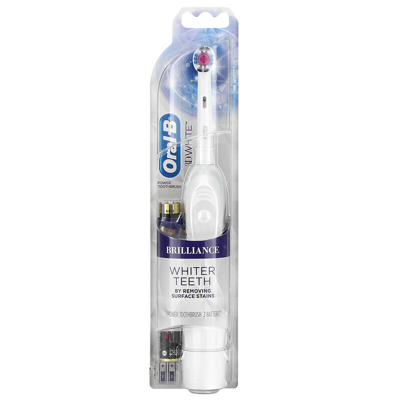 Oral-B 3D White Brilliance Whitening Battery, зубная щетка, белая, 1 зубная щетка