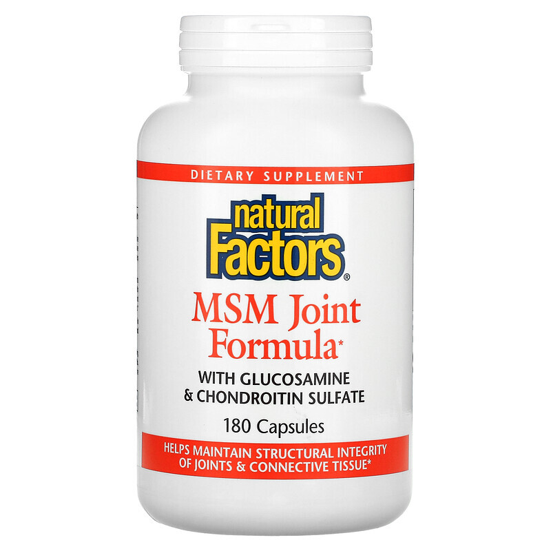  Natural Factors, MSM Joint Formula with Glucosamine & Chondroitin Sulfate, 180 Capsules