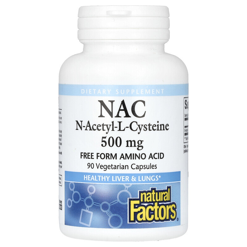 Natural Factors, NAC, N-Acetyl-L Cysteine, 500 mg, 90 Vegetarian  Capsules