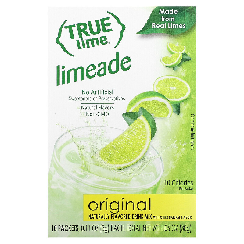 True Citrus, True Lime, лаймад, оригинальный, 10 пакетиков по 3 г (0,11 унции)