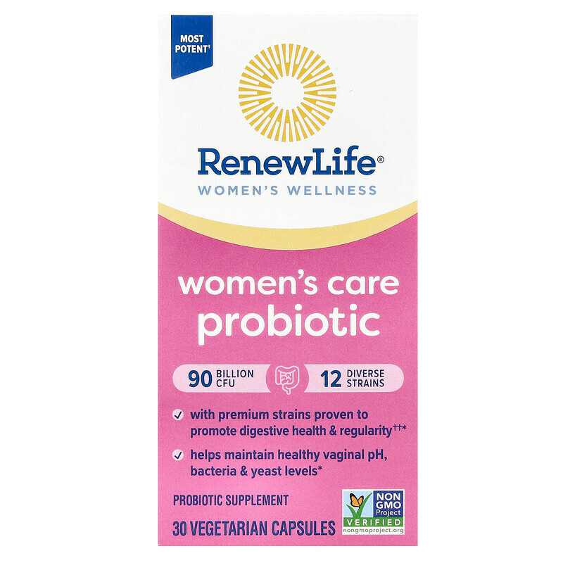 Renew Life, Ultimate Flora, пробиотик Women's Care для женщин, 90 млрд живых культур, 30 вегетарианских капсул