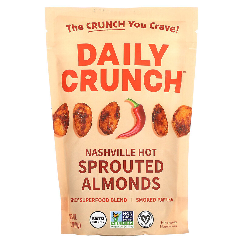 Daily Crunch, Sprouted Almonds, Nashville Hot, 5 oz (141 g)