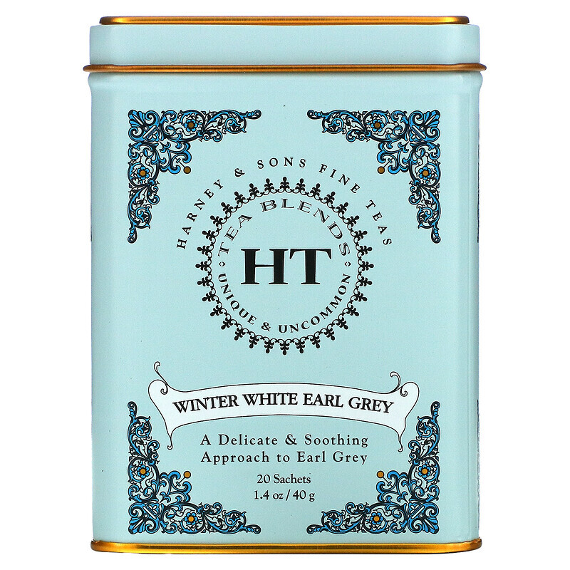 Harney & Sons, HT Tea Blends, зимний белый чай Эрл Грей, 20 пакетиков, 40 г (1,4 унции)