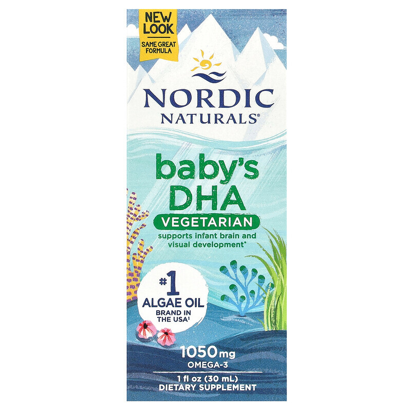 Рыбий жир и омега (ЭПК и ДГК)  Well Be Nordic Naturals, ДГК для детей, вегетарианская, 30 мл (1 жидк. унция)