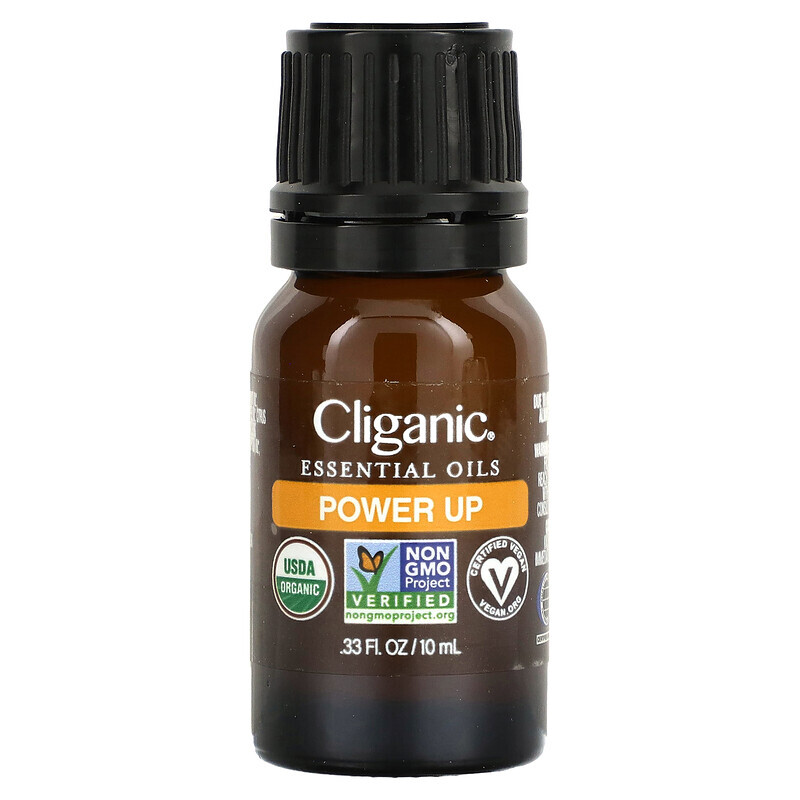 Cliganic, Смесь эфирных масел, Power Up, 10 мл (0,33 жидк. Унции)