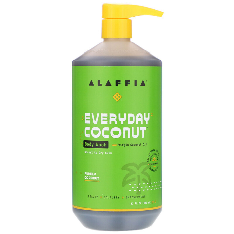 Гель для тела и гель для душа  Well Be Alaffia, Everyday Coconut, гель для душа, для нормальной и сухой кожи, чистый кокос, 950 мл (32 жидк. Унции)