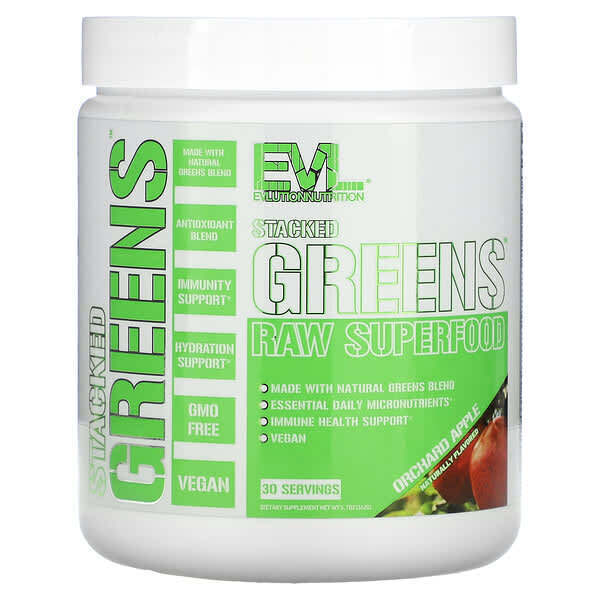 EVLution Nutrition, Stacked Greens Raw Superfood, яблочный сад, 162 г (5,7 унции)