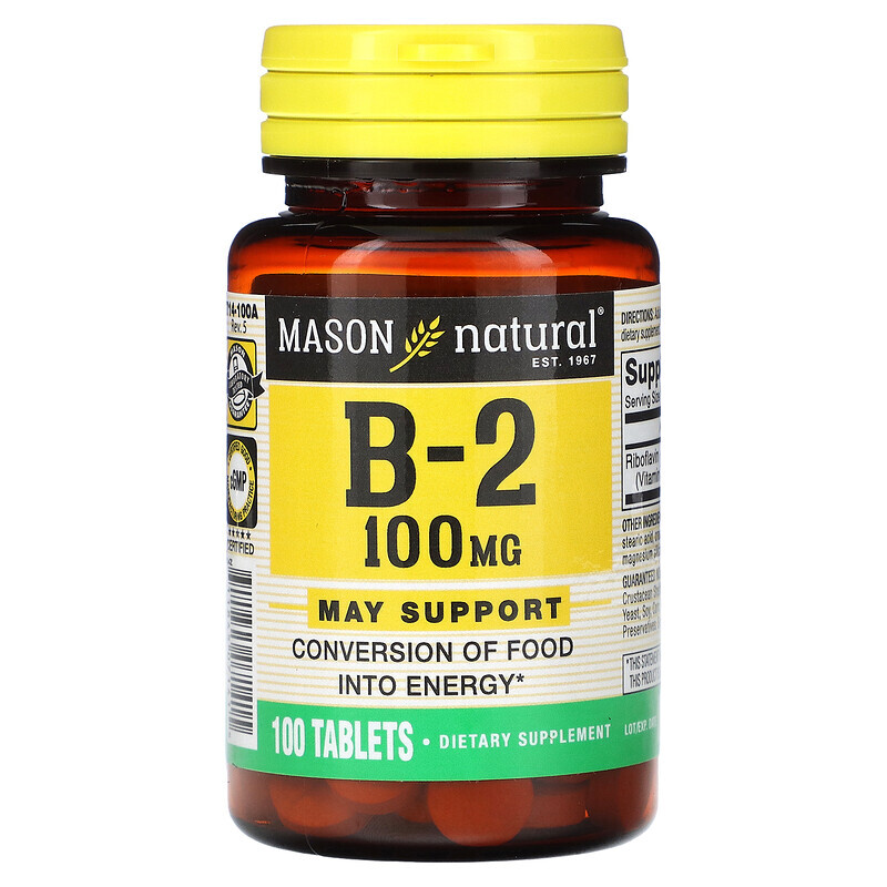  Mason Natural, Vitamin B-2, 100 mg , 100 Tablets