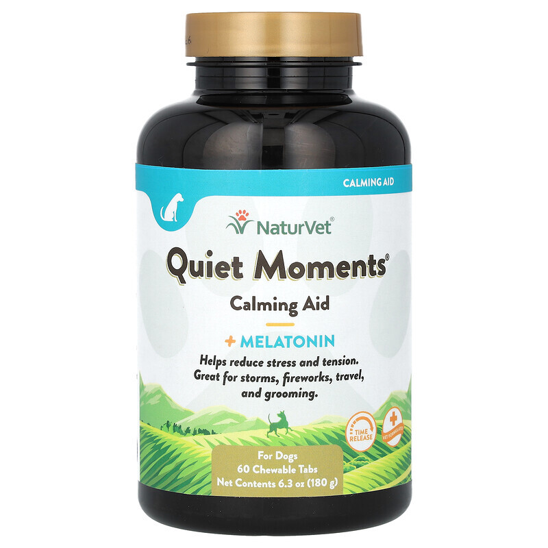 NaturVet, Quiet Moments, Calming Aid Plus Melatonin, für Hunde, 60 Kautabletten 180 g (6,3 oz.)