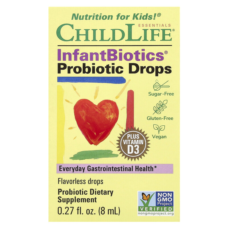 ChildLife Essentials, Essentials, InfantBiotics, пробиотические капли, 2,6 млрд КОЕ, 10,5 мл (0,36 жидк. Унции)