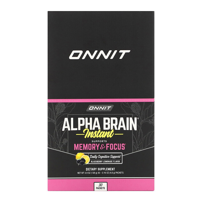 Onnit, AlphaBRAIN Instant, для памяти и концентрации, со вкусом ежевики и лимонада, 30 пакетиков по 3,9 г (0,14 унции)